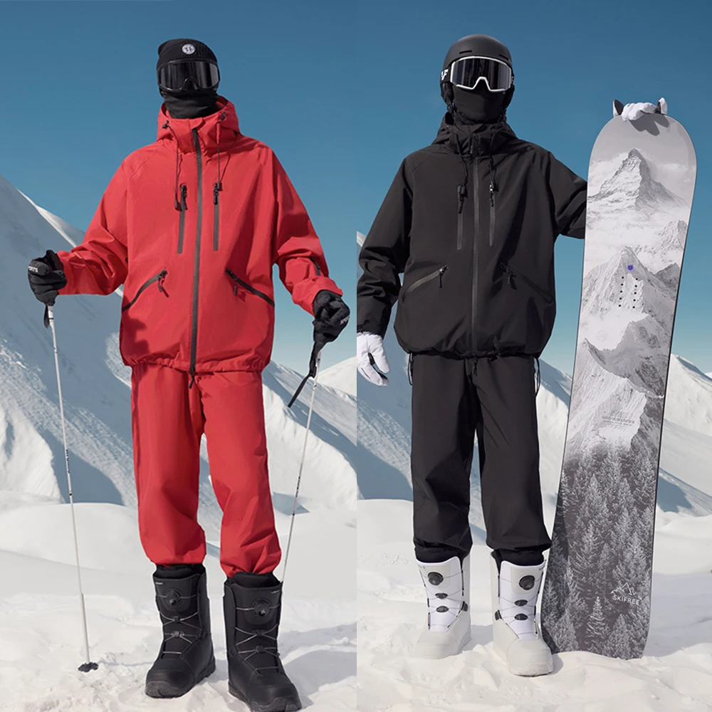 

Комплект зимнего лыжного костюма -30 ℃ Холодная одежда для сноуборда, мужской двухбортный лыжный костюм, ветрозащитная водонепроницаемая дышащая куртка + брюки