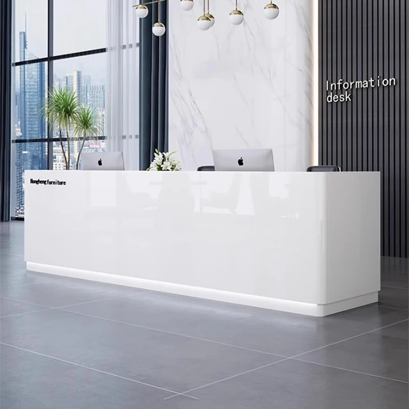 White Modern Reception Desks Beauty Shop Luxury Bar Restaurant Display Design Reception Desks Organizers Bureau Trendy Furniture