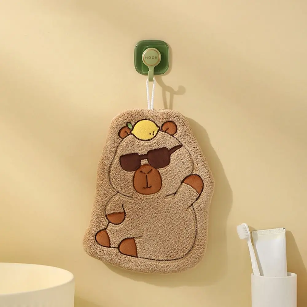 المرجان الصوف كابيبارا منشفة اليد المعلقة كابيبارا منقوشة سوبر ماصة المطبخ ستوكات المناشف بسيطة سميكة