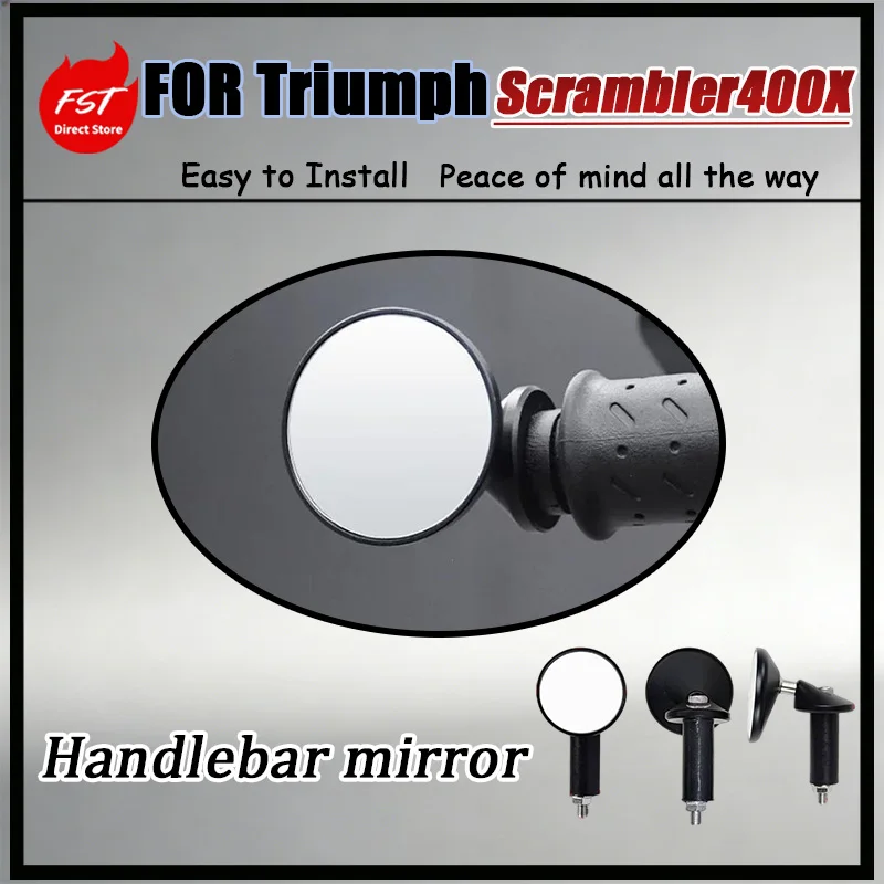 For Triumph Scrambler400X Mini Handlebar Mirrors Anti-Slip Locking Base Vibration-Proof Universal Motorcycle Accessory