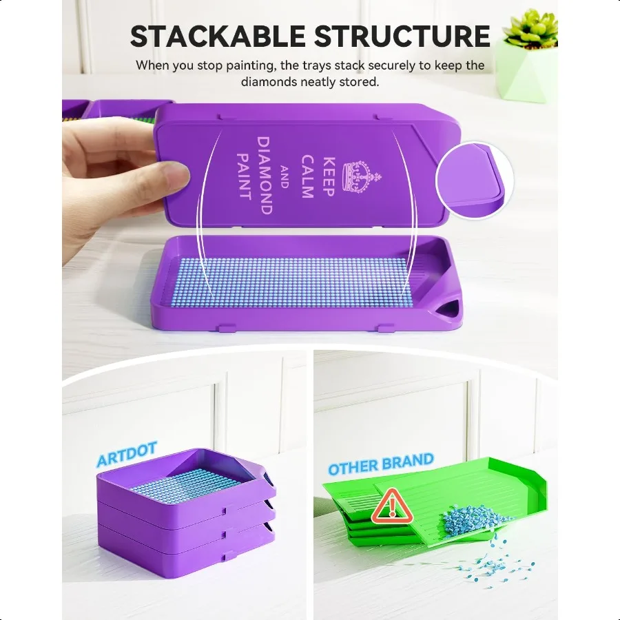 10Piece Interlocking Diamond Art Trays Kits for Adults Stackable Diamond Painting Accories and Tools