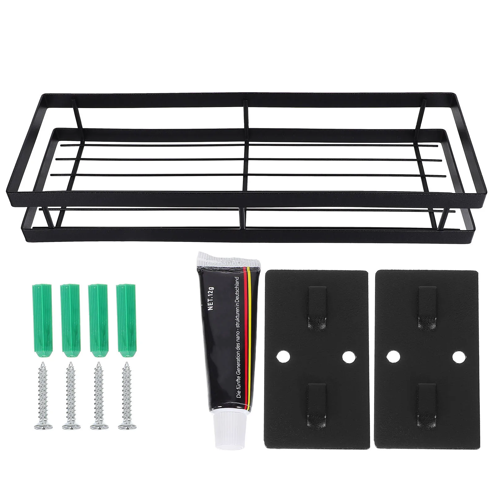 

Storage Seasoning Basket Metal Hanging Organizer 35cm Black Kitchen Wall Rack Holder for Spices Storage