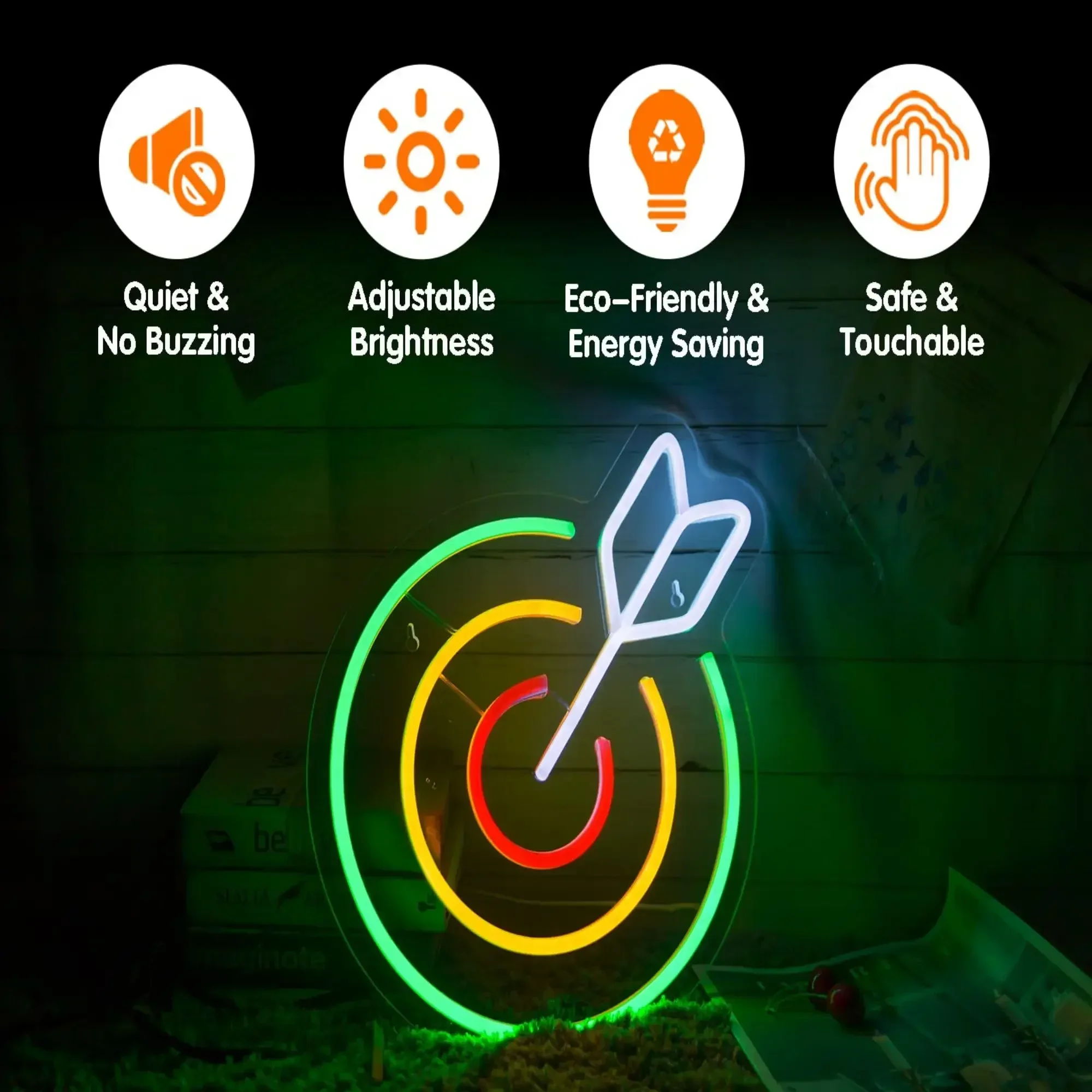 Darts Board Neon Sign Wall Decor USB Darts Hanging LED Neon Light Sign Man Cave Game Room Home Club Bedroom Party Decor Gift