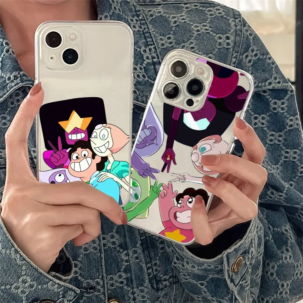 MINISO Cartoon Steven Universe Phone Case Transparent For Samsung Galaxy S23 S22 Ultra Plus Note 20 Ultra10 Plus A71 70 A52