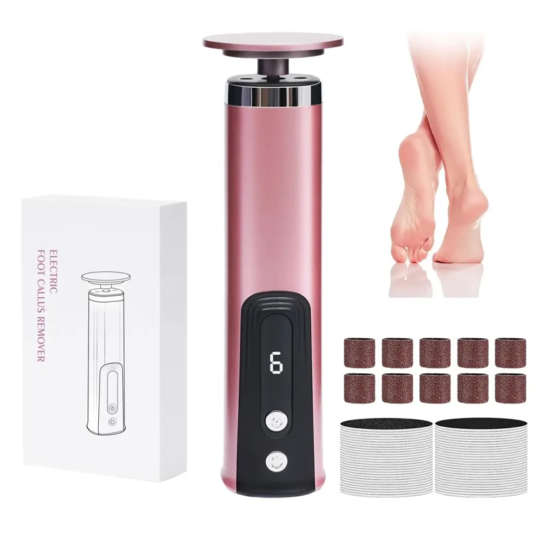 2 In 1 เท้าไฟฟ้าแคลลัสRemoverเล็บเท้าแฟ้มPedicureเครื่องมือไร้สายที่มีประสิทธิภาพเท้าScrubber Dead Skin Remover