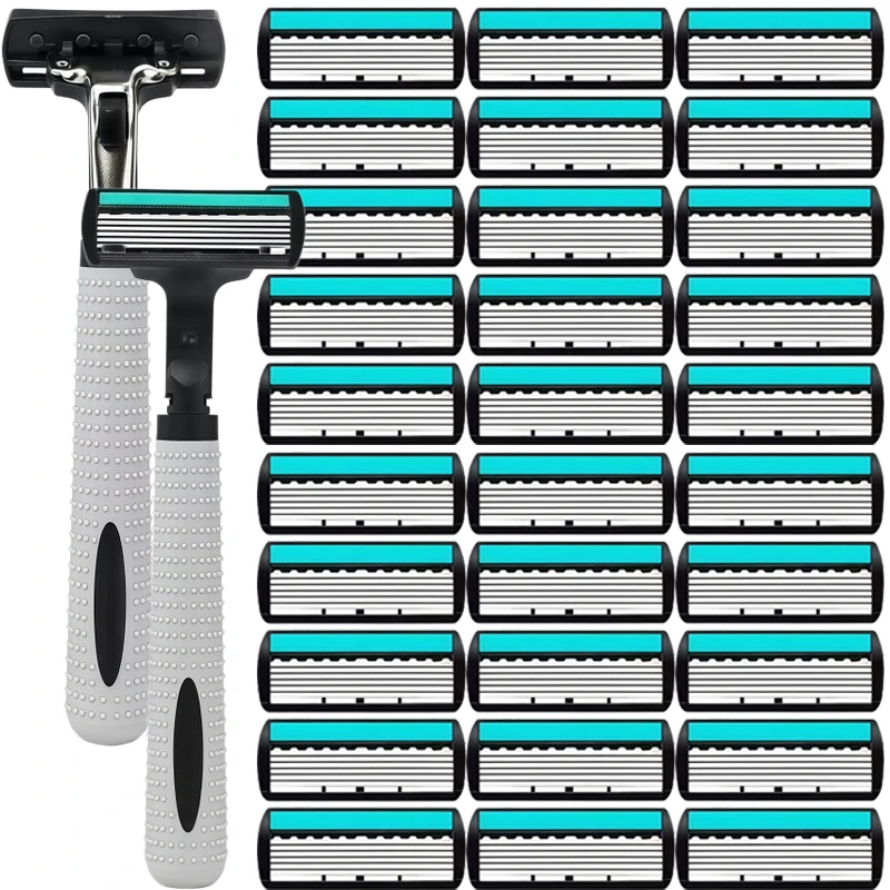Maquinilla de Afeitar Manual Unisex de 6 Capas, Maquinilla de Afeitar de 6 Cuchillas, Maquinilla para Barba de Hombre, Maquinilla de Depilación para Mujer, Cabezal de Cuchilla Reemplazable