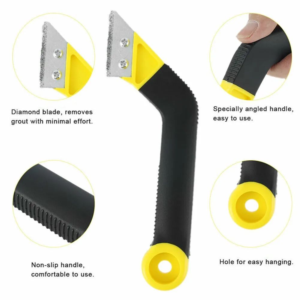 Angled Grout Tool with 6 Carbide for Removing Old Grout Prior to Sealing or Replacing on Ceramic and Stone For Tiles