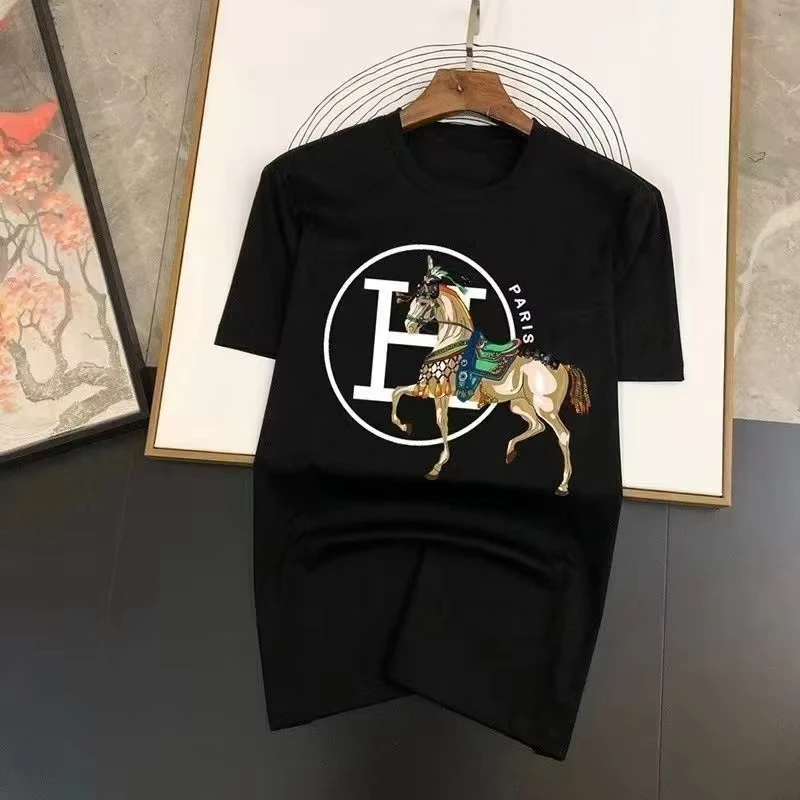 

The 2026 Summer Men's Pure Cotton T-shirt with Pattern Prints Is Suitable for Casual and Regular Round-neck Designs Ins Y2k