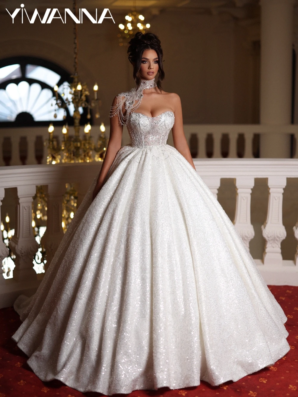 

Fully Beaded Luxurious Princess Long Wedding Dress Romantic Sweetheart Neck Bridal Gown Customized Dreamy Dresses For Bride