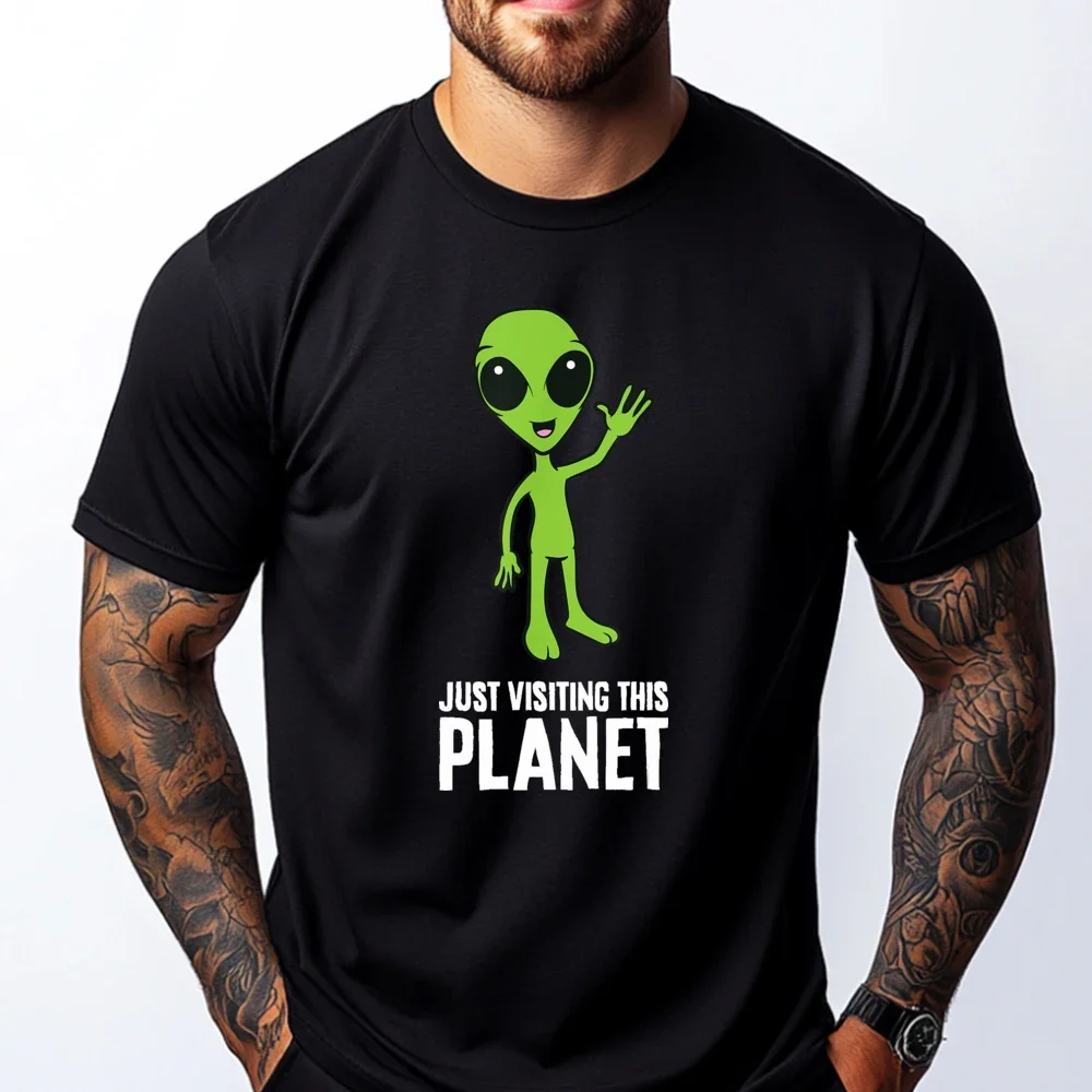 

Футболка Alien Ufo Just Visiting This Planet, новые рубашки и футболки, новая модель на День флага 2025 года