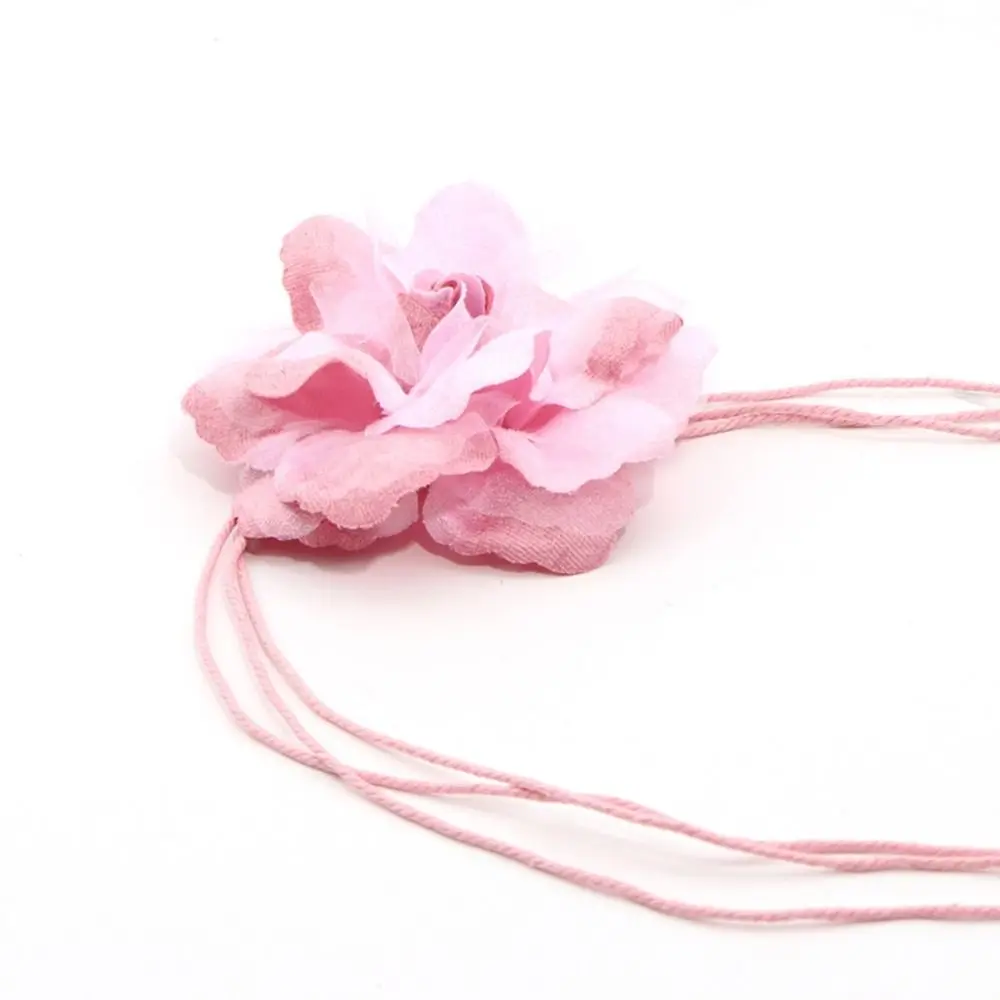 Casual Knotted Waist Chain For Dresses Lady Thin Waist Belt Long Tassel Braid Waistband Elegant Handmade Big Flower Decorative