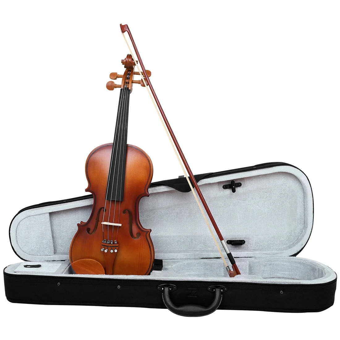  Violin Basswood Tiger Grain Plywood Body Jujube Wood Fittings Complete String Instrument Kit Portable Practice Violin