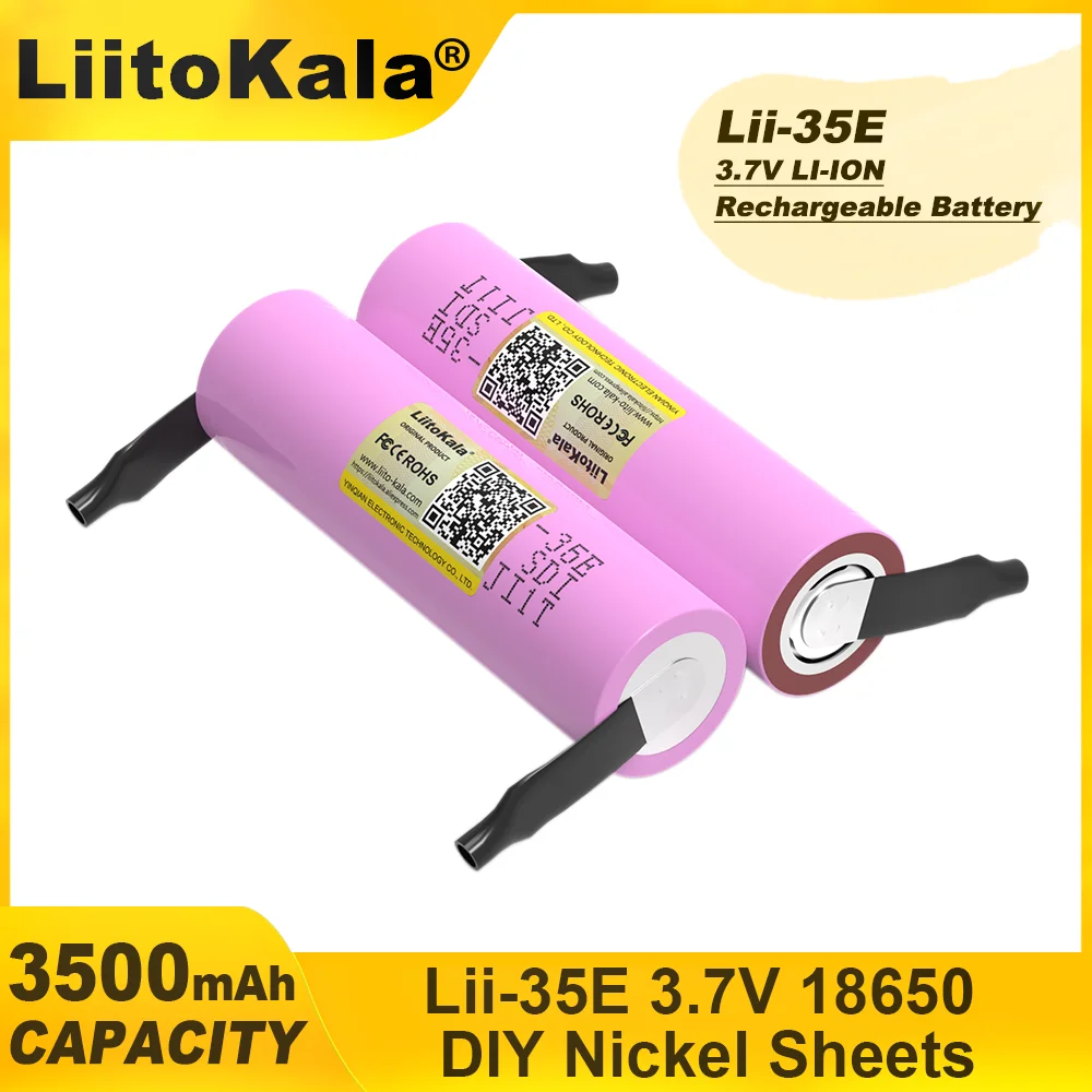 Liitokala INR18650 35E 18650 Lithium Battery 3500mAh 3.7V 25A High Power for Electrical Tools+DIY Pointed/Nickel sheets/etc