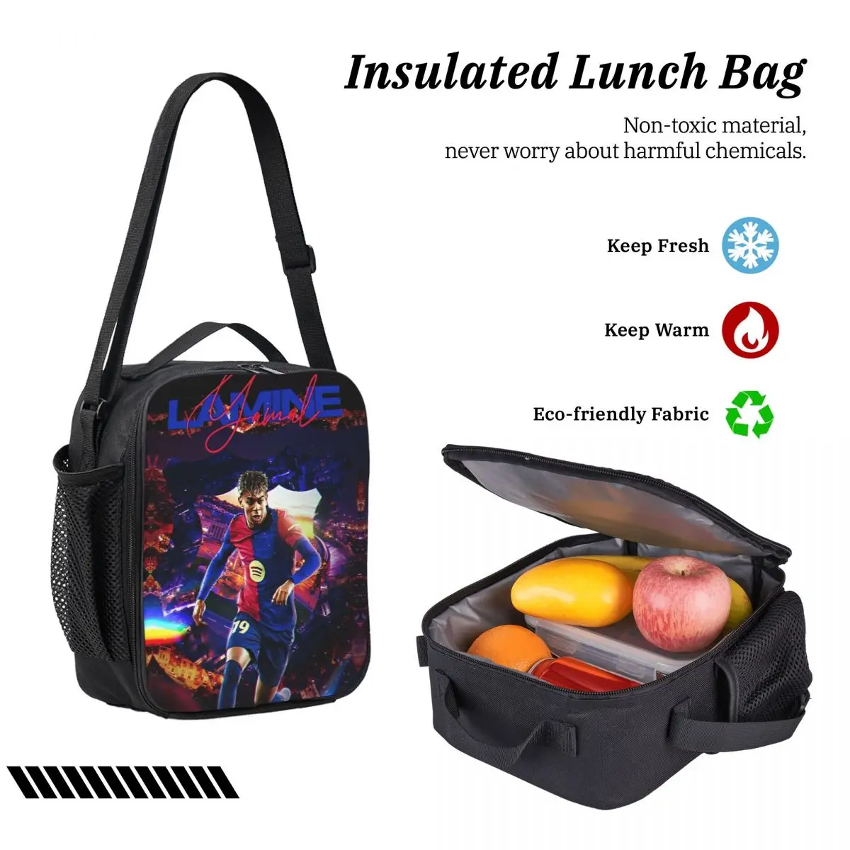 3pecs/set Number 19 Lamine Y-Yamal Backpack for Student College Shoulder Bag Lunch bag Pencil Case view 5