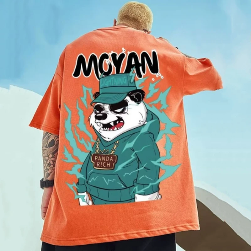 Kawaii Vintage Anime panda Print T Shirt Funny Men Summer Casual Short Sleeve Tshirts Male plus size Tops ropa y2k hombre Tees