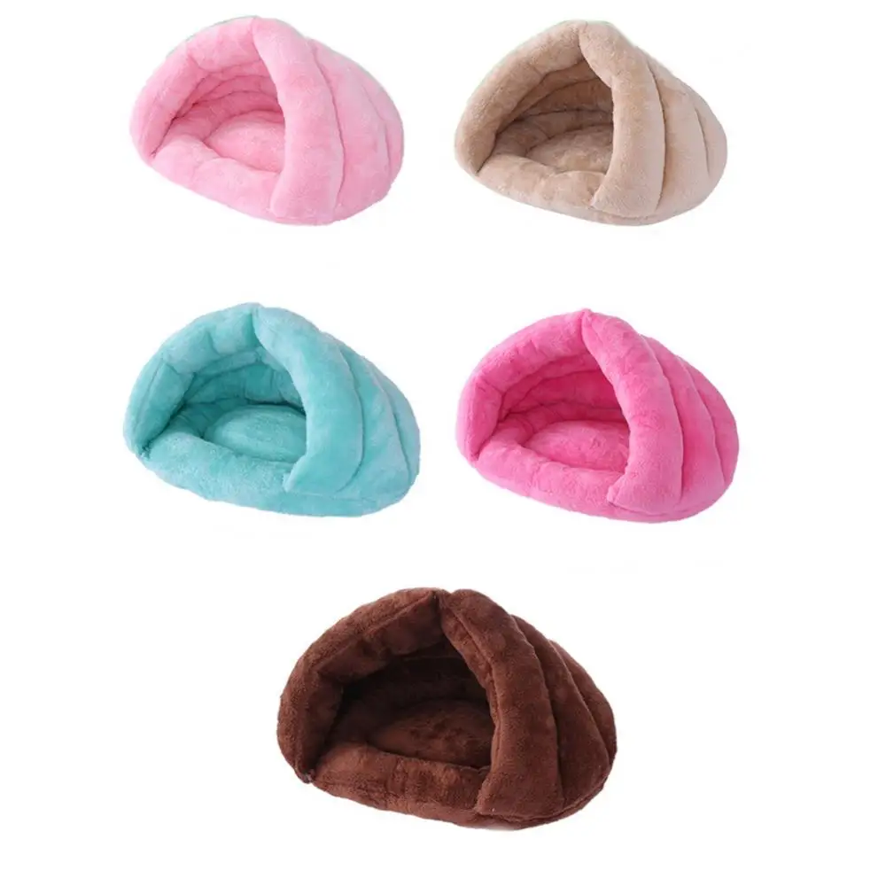 Plush Dog Cat Sleeping Bed Cave Cuddle Soft Cushion Hooded Warm Pet Supplies Warm Fleece Cat Bed Soft Kitten Nest Kennel Tent