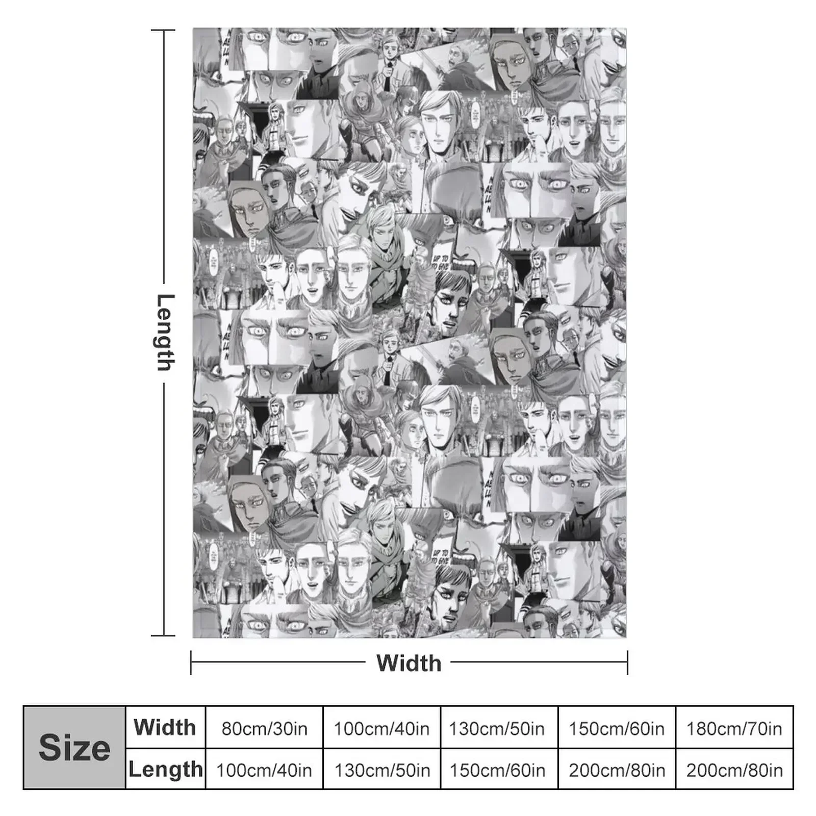 Erwin Smith Manga Panels Throw Blanket Flannel warm for winter Blankets