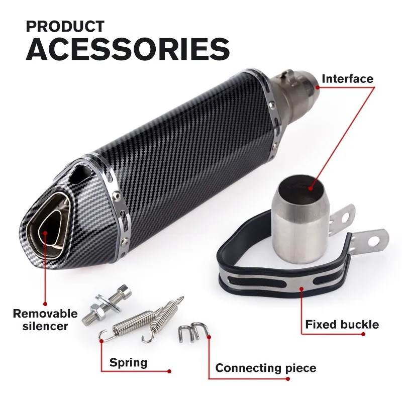 51mm Universal Accessories Motorcycle Exhaust Pipe Modified Muffler Pipe MOTO Off-road Vehicle Loud Domineering Innovative