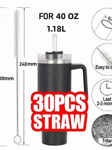 30cm Straight Drinking Straws Vacuum Tumbler Themos Cup Bottle Replacement Straw with Brush Suitable for Stanley 18-40oz