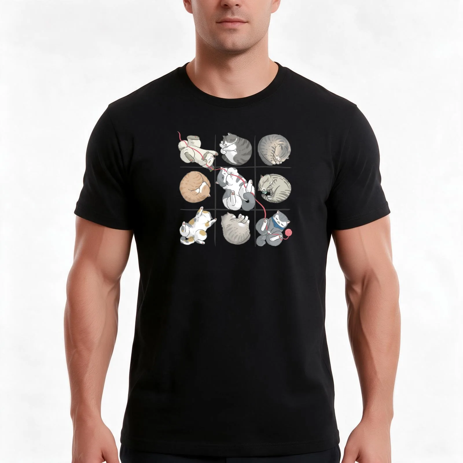 Tic Cat Toe T-Shirt Summer Casual Cotton Tee Oversized Streetwear Tops Vintage Graphic Print Loose Fit Short Sleeve