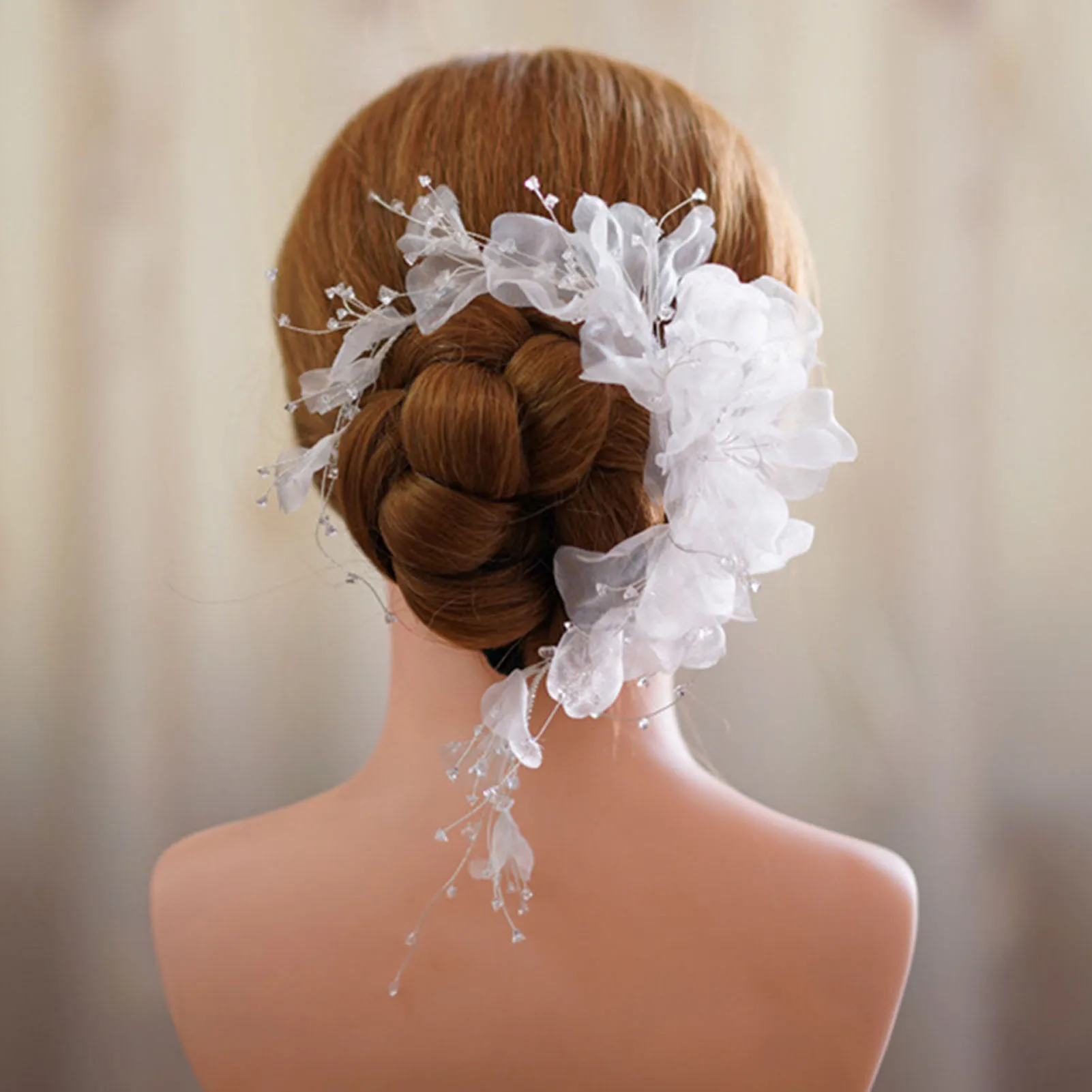 

White Flower Hair band Crystal Floral Bridal Headband Hair Vine Flower Wedding Headband for Women Bride hair styling accessories