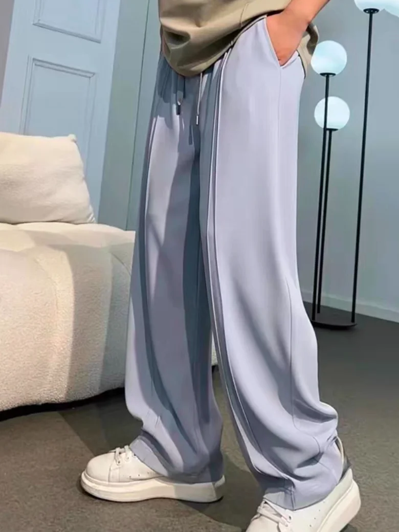 

Новые летние мужские повседневные брюки в американском ретро-стиле, плиссированные, свободные, прямые, струящиеся, модные, с прямыми штанинами