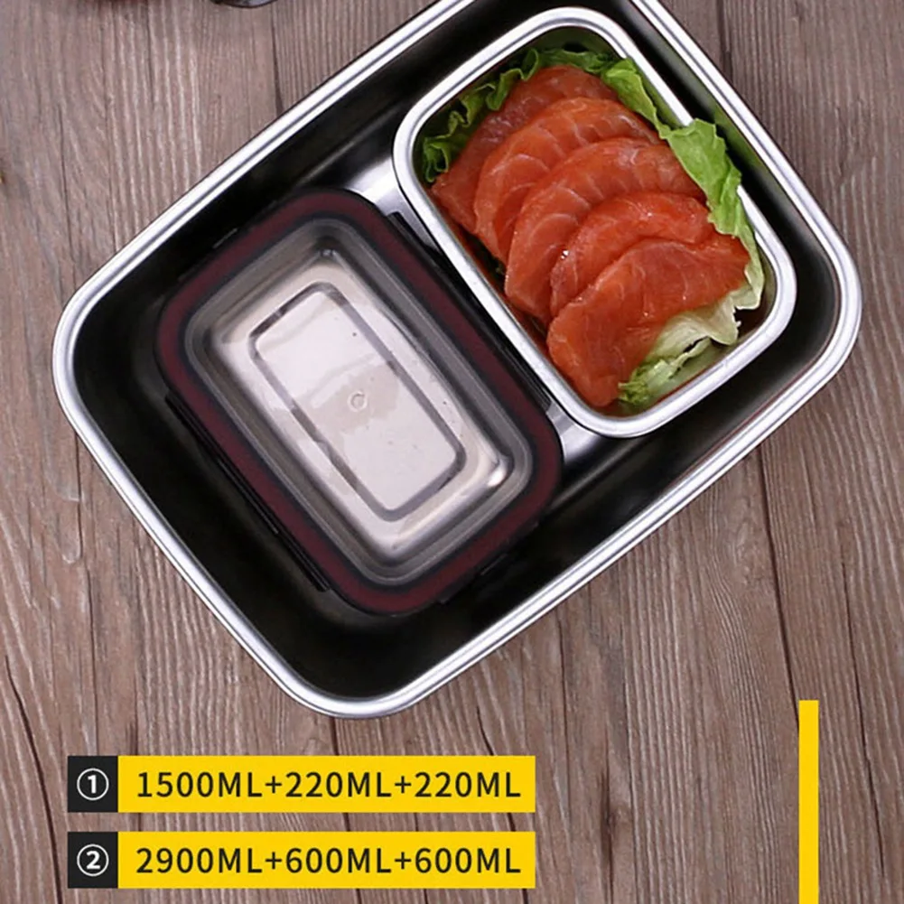 AB13-2X 220Ml Stainless Steel Lunch Box Sealed Food Fresh-Keeping Boxes Office Bento Container Lunch Container
