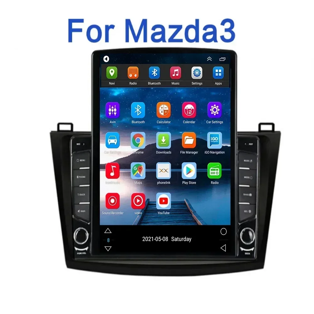 For Tesla Style 2 Din Android 13 Car Radio For Mazda 3 tesla still 2010-12 Multimedia Video Player GPS Stereo Carplay DSP Camera