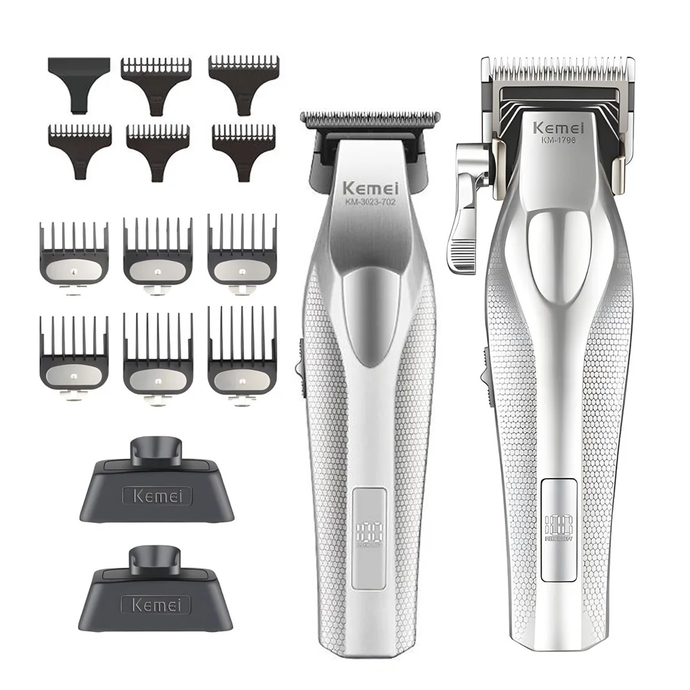 Kemei KM-3023-702 Baber Professional Hair Clipper Hair Cutting Machine With Charging Base For Men Electric Hair Trimmer Men Gift