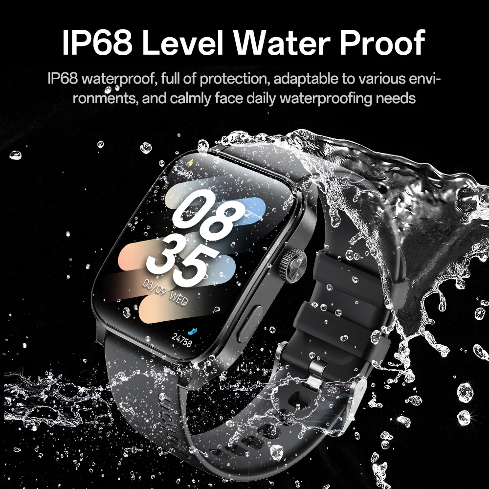 Curve3 1.93'' HD Full Screen Couple Smart Watch IP68 Waterproof Sports Watch Heart Rate Monitor Home Health Monitoring Device