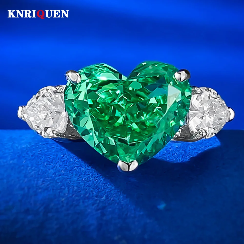 

Charms 925 Sterling Silver Heart 10*12mm Green Tourmaline Rings for Women Gemstone Cocktail Party Fine Jewelry Anniversary Gift