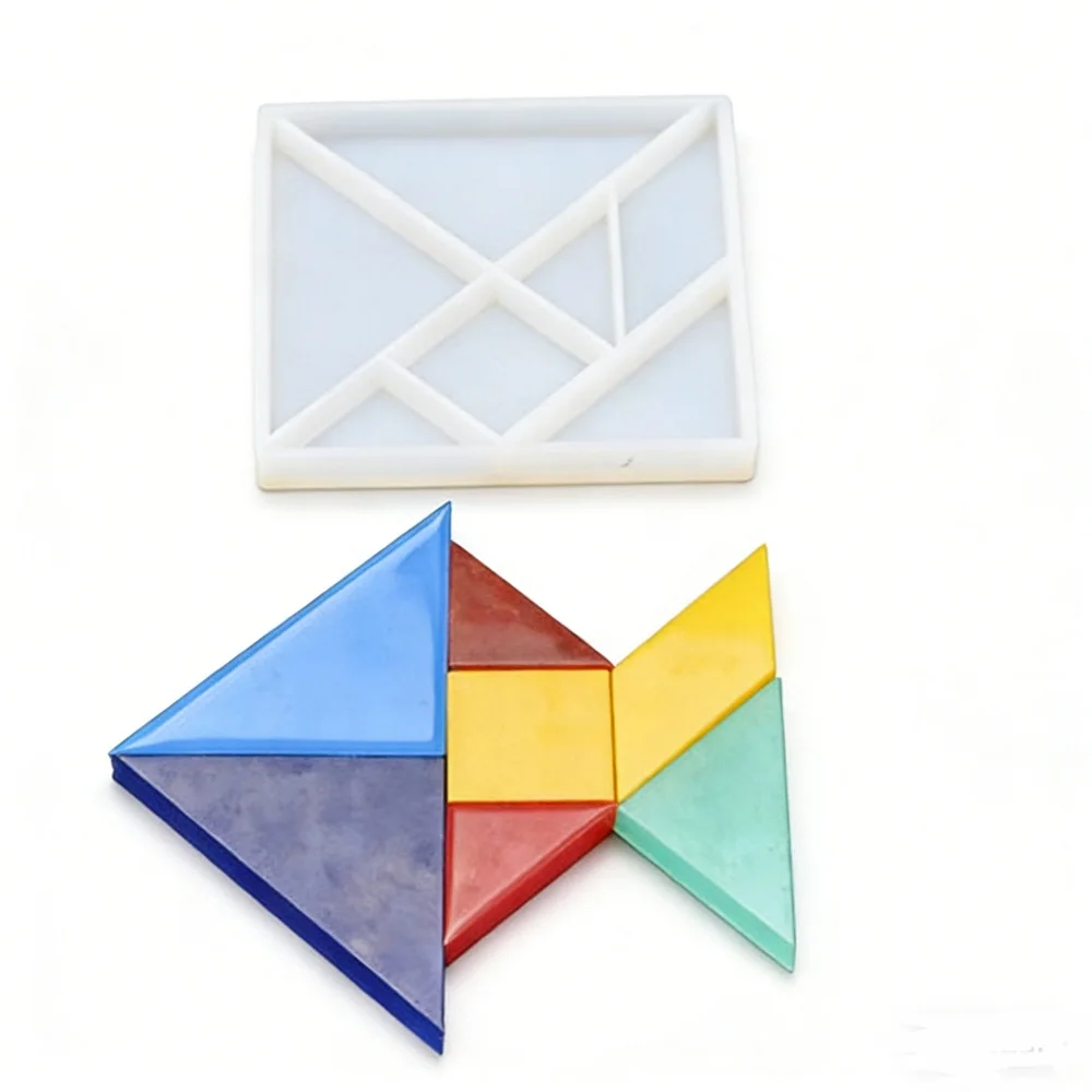 Tangram Robot Silicone Mold 7 Shapes DIY Resin Casting Mould Jewelry Crafting Ornament Model Making Tool for Craft Decoration
