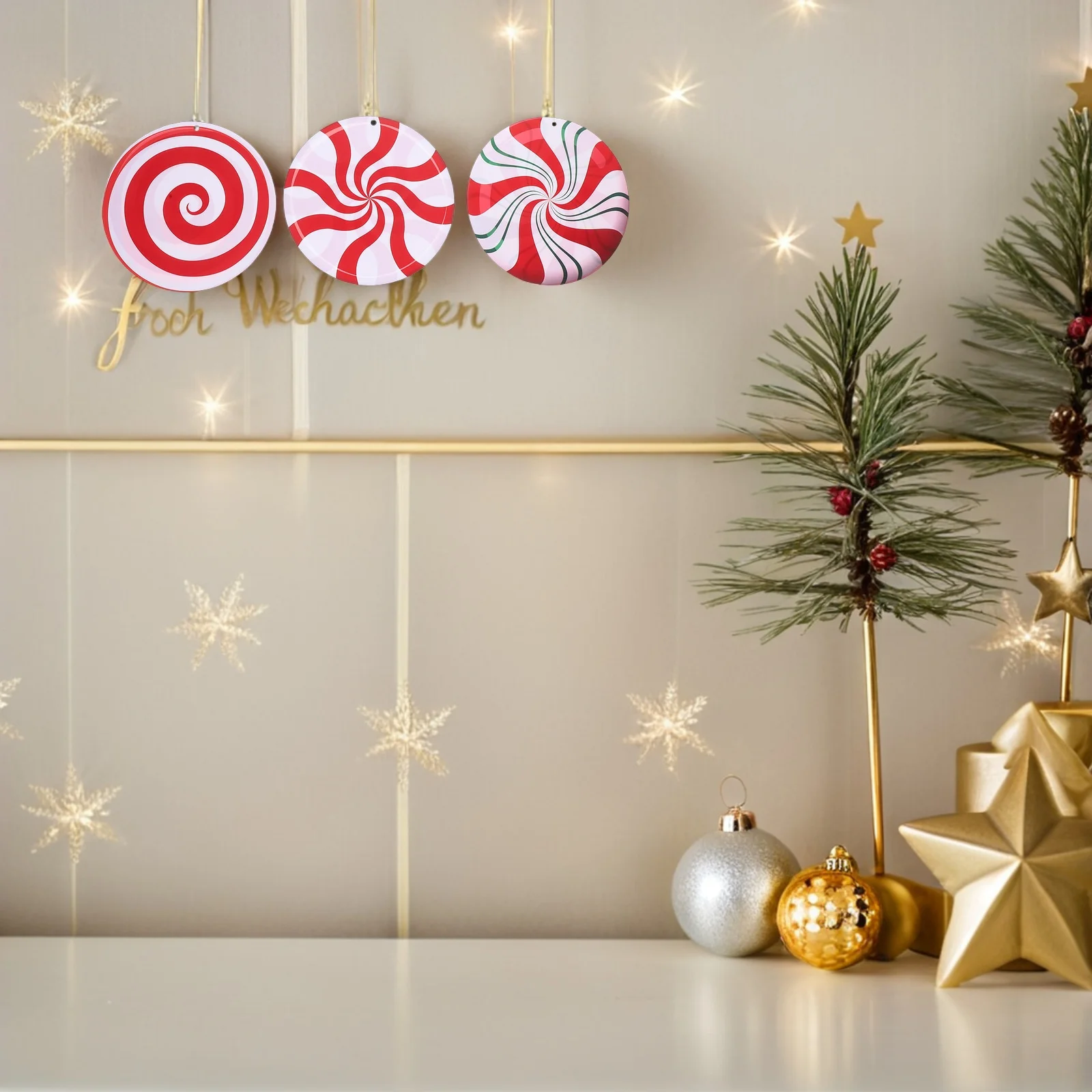 

12Pcs Christmas Lollipop Hanging Pendants 17cm Candy Ornaments Xmas Tree Decorations Holiday Sweets Candy Decor