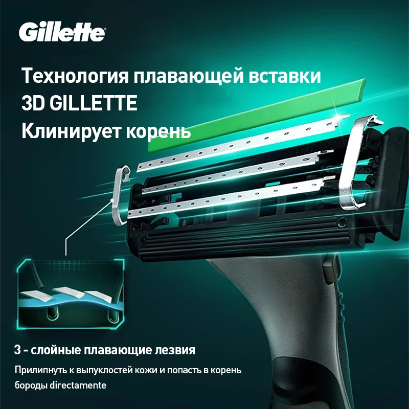 Gillette Mach3 3D Manual Shaving Razor for Men, Contour-Fitting 3D Floating Blades, Smooth Aloe Lubrication Washable Head view 5