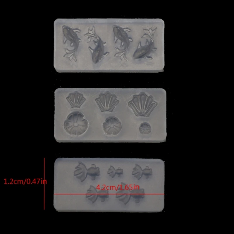 ZB91 3Pcs Mini Size Jewelry Pendant Mold Resin Casting Earrings Necklace Pendant Goldfish Lotus Leaf Mold Jewelry Making Tool