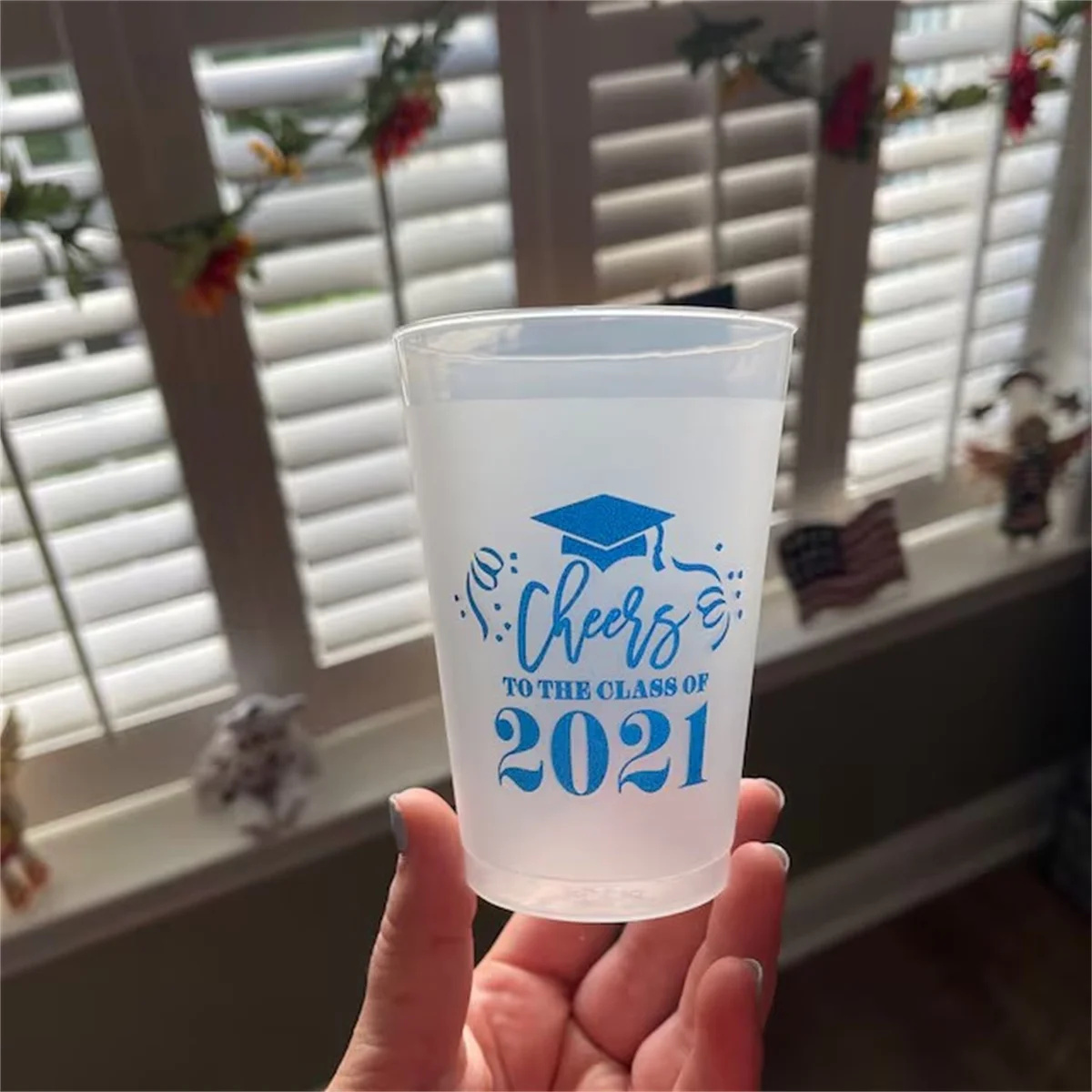 10pcs Graduation Custom Frosted Cups, 5oz, 8oz, 9oz, 10oz, 12oz, 14oz, 16oz, 20oz, 24oz / Personalized Cups, Party Cups, Party D