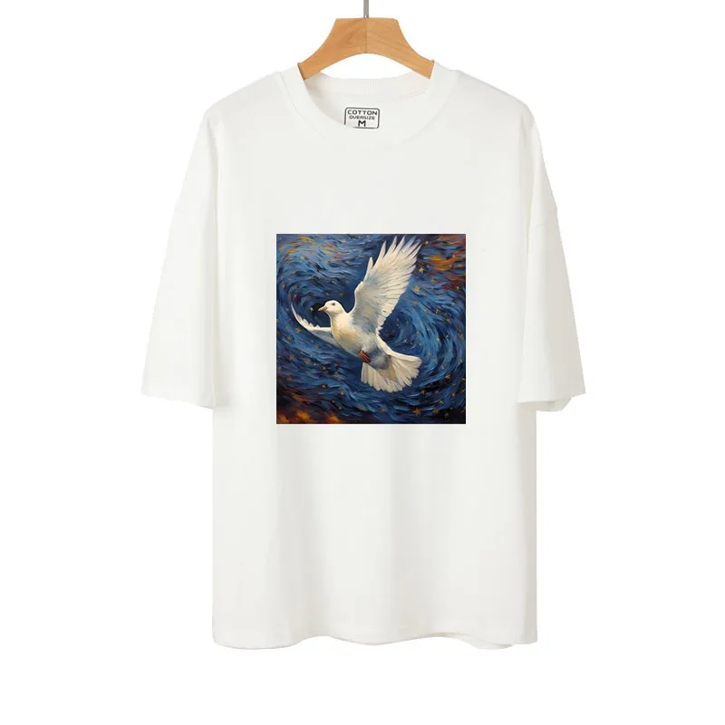 Oil painting style dove peace&love Animal Iron-on Transfer Thermal Sticker For Clothes T-shirt DIY Fashion Heat Transfer Patch