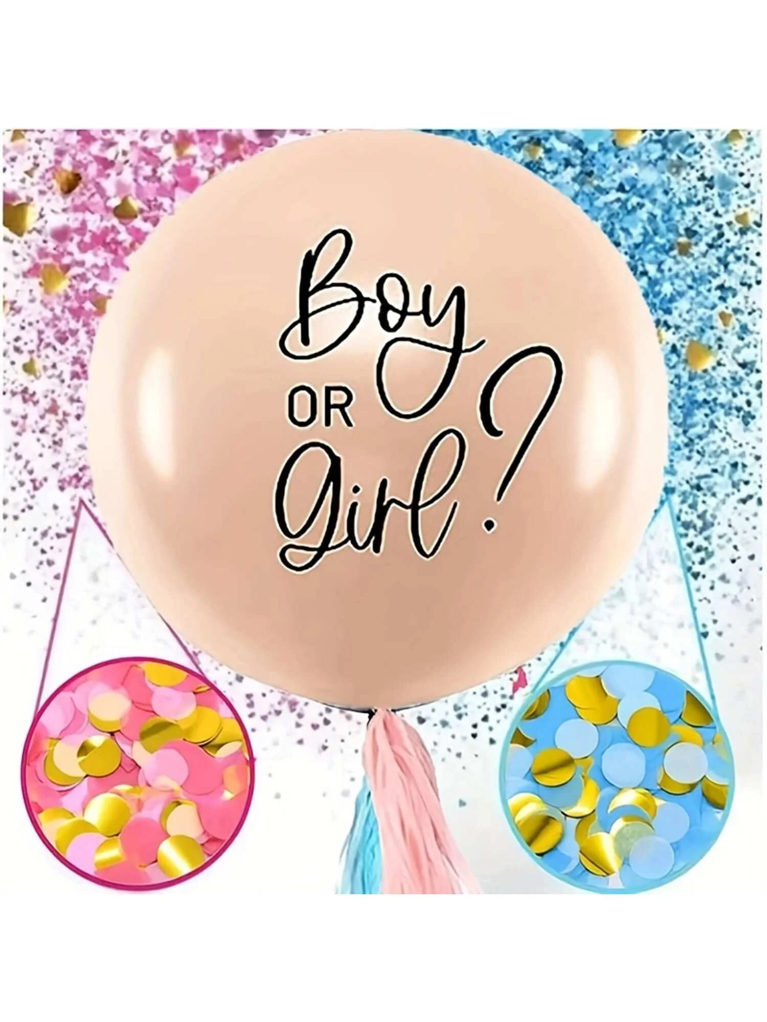 1PCS 36IN skin color blue pink paper scraps gender revealing balloon suitable for baby welcome parties, birthday parties