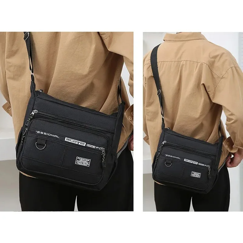 Men's Crossbody Bag With Multi-pockets Adjustable Shoulder Strap Business Casual Single Shoulder Sling Bag For Work Travel