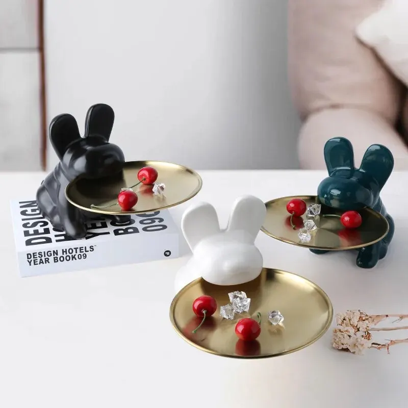 Cute dog ceramic tray figurines decoration porch living room study bedroom desktop small objects jewelry storage