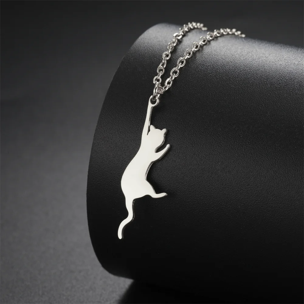 My Shape Katzen-und Fischgräten Anhänger Halsketten für Frauen Mädchen Kätzchen Tiere Charms Halskette Halsreif Edelstahl Schmuck – Detail 11