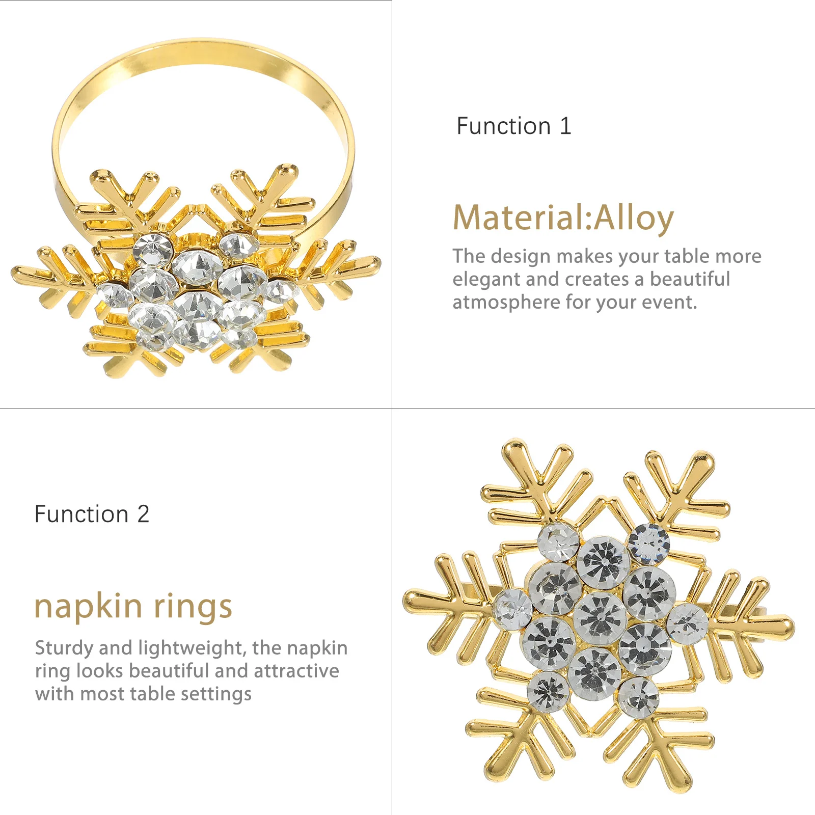 

6Pcs Gold Napkin Rings Fine Craftsmanship Easy Clean Decorative Napkin Rings for Restaurant Home Wedding Party Use