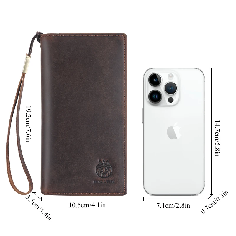 سكلاتوم-جلد طبيعي محفظة حصان مجنون للرجال ، حامل بطاقة عمل طويل متعدد الوظائف ، محفظة نسائية ، أزياء العلامة التجارية