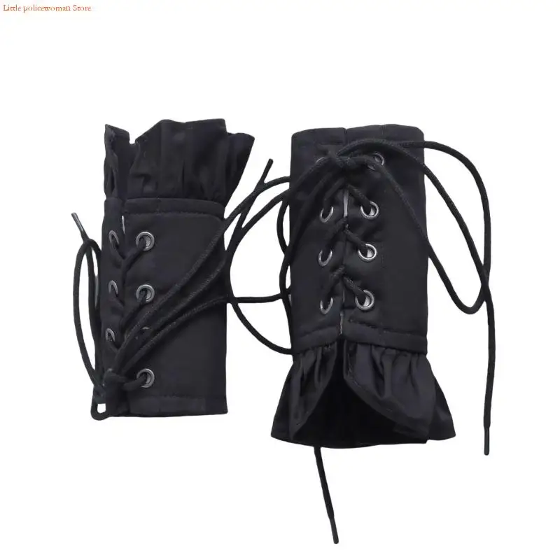 F92D Ruffled Arm Sleeves Detachable Collar Elegant Wrist Cuffs Decorative Neckwear