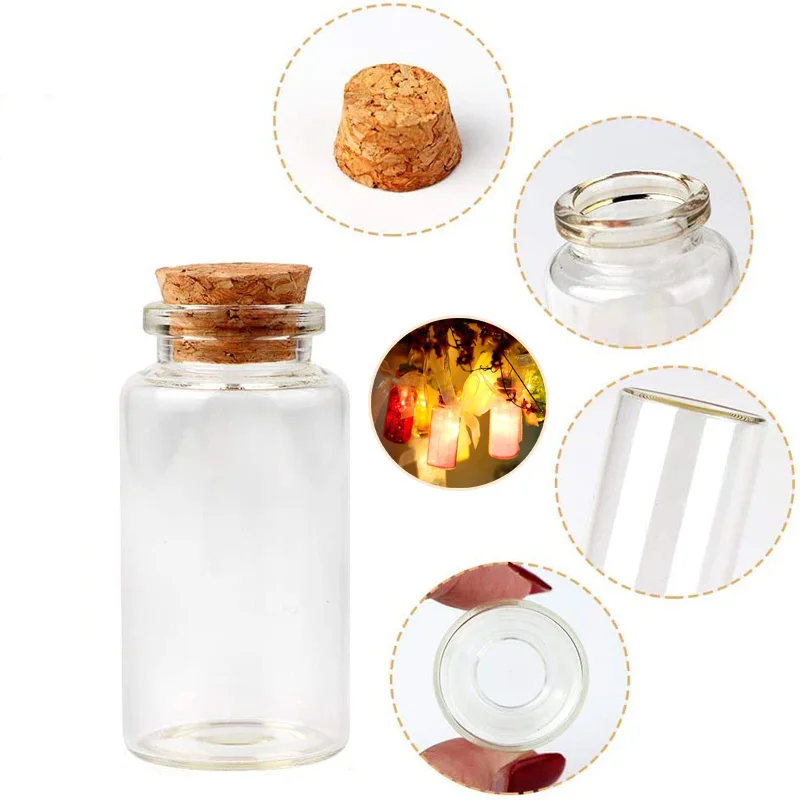 Lovely Small Bottle Tiny Clear Empty Wishing Glass Message Vial With Cork Stopper mini Containers