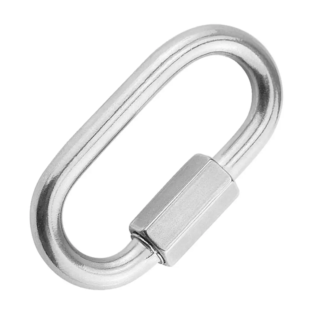 304 Stainless Steel Screw Locking Oval Quick Carabiner 8x75mm