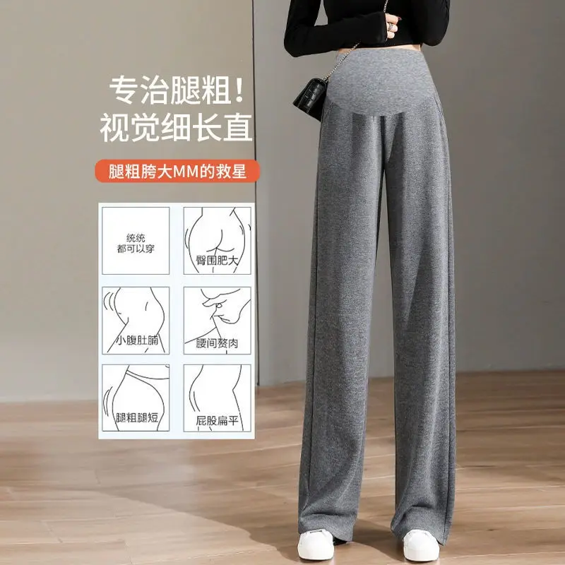 Pregnant Women Belly Pants Loose Fashion Leisure Wide-legged Pants Maternity Straight Trousers Maternity Clothes