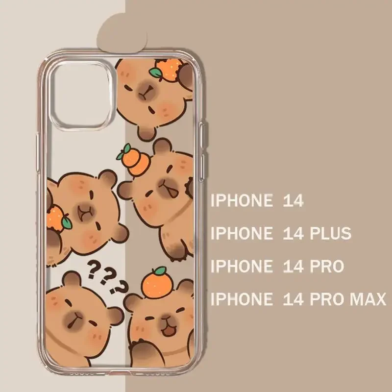 Cute Capybara Funny Animal Phone Case Transparent soft For iphone 11 13 12 14 15 pro max mini plus