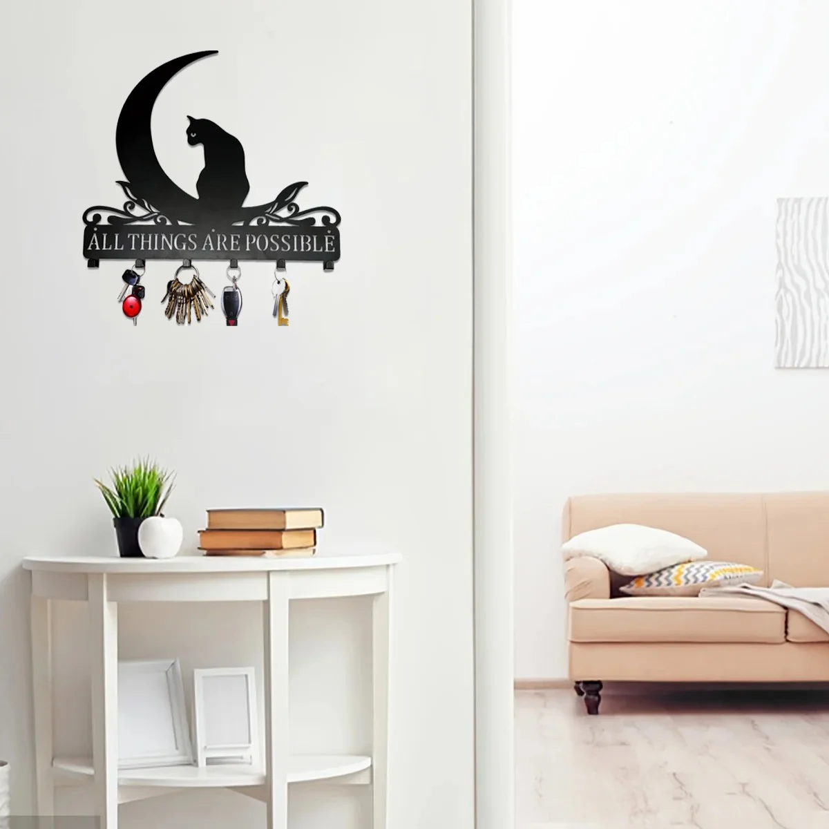 

CIFBUY Deco 1pc Metal Family Name Wall Hanger Cat Last Name Sign Metal Key Holder Wall Hanging Entryway Coat Rack Wall Key Coat