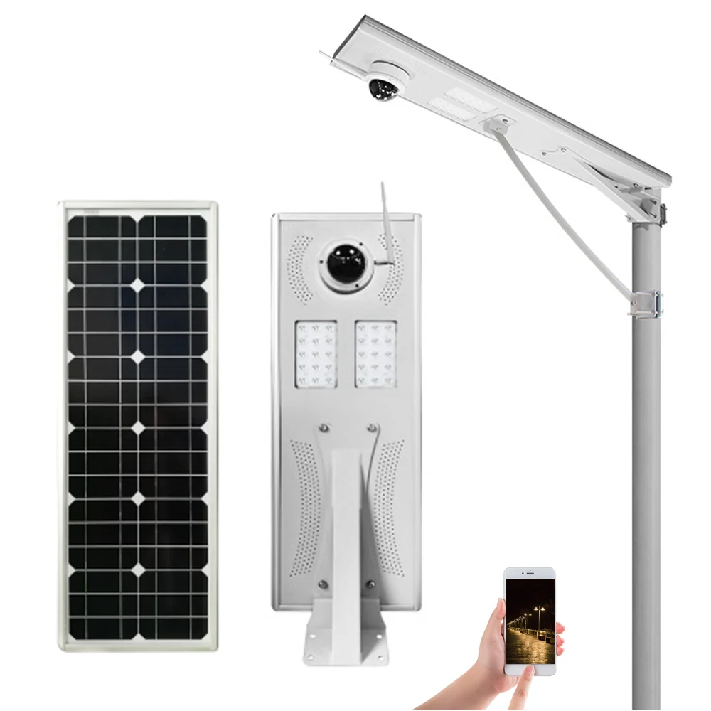 50W Solar Street Light with CCTV 18V/70W Mono Panel with High Efficiency LiFePo4 Battery 12.8V 33AH